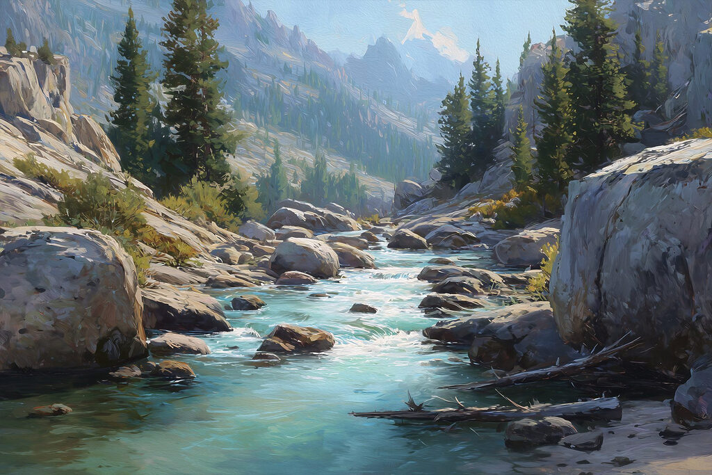 River running through a rocky mountain