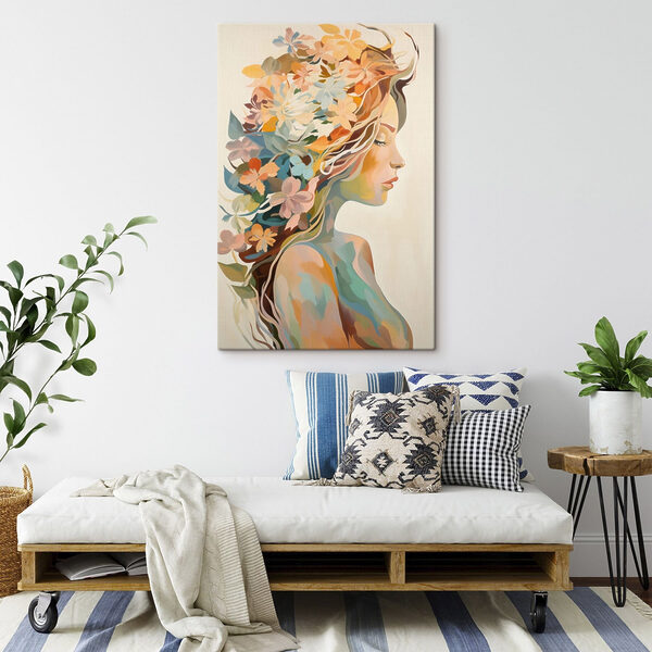 Painting of a woman with flowers in her hair