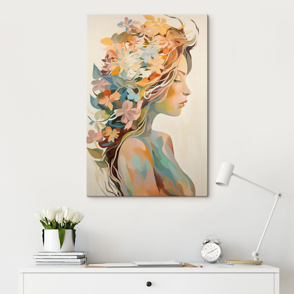 Painting of a woman with flowers in her hair