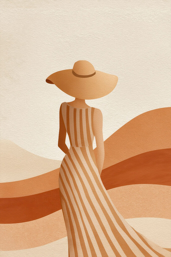 Woman wearing a hat and dress