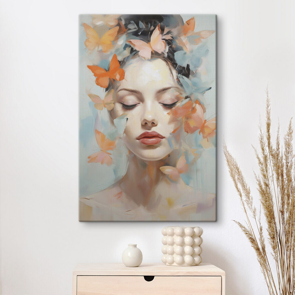 Woman with butterflies around her face