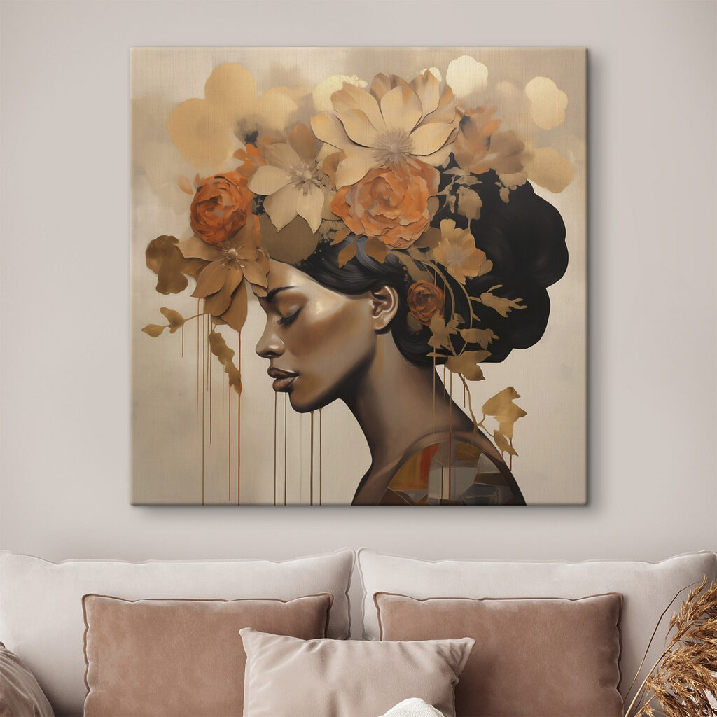Painting of a woman with flowers in her hair