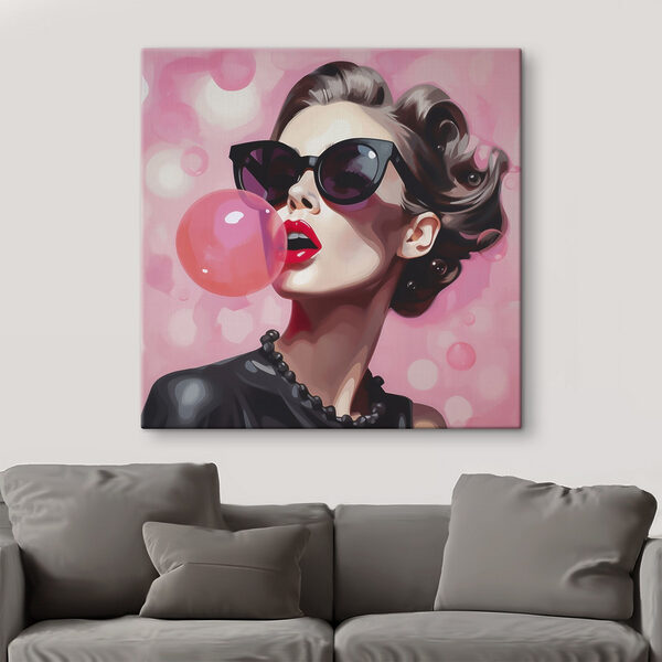 Woman blowing a bubble Woman blowing a bubble