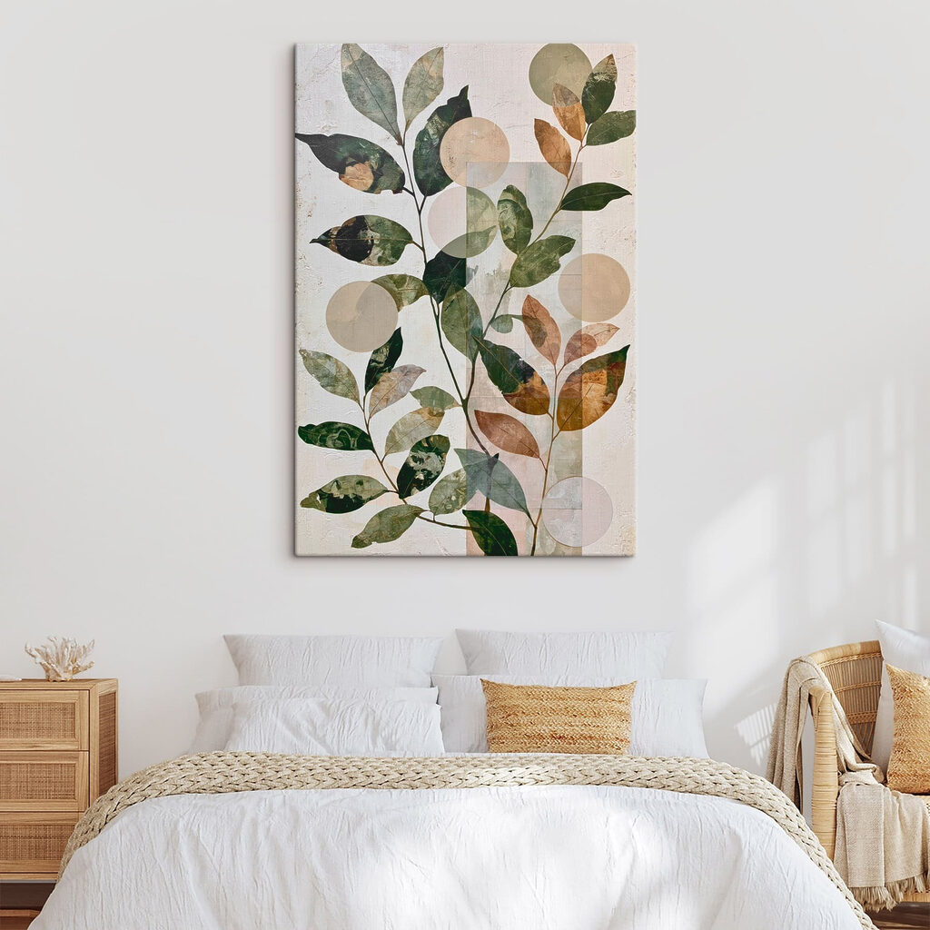 Painting of leaves and circles
