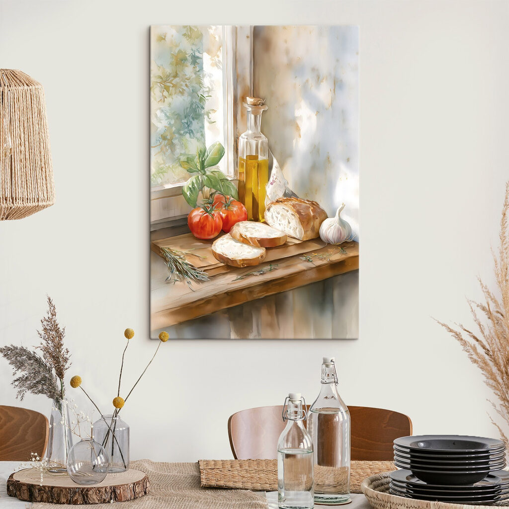 Painting of food on a table