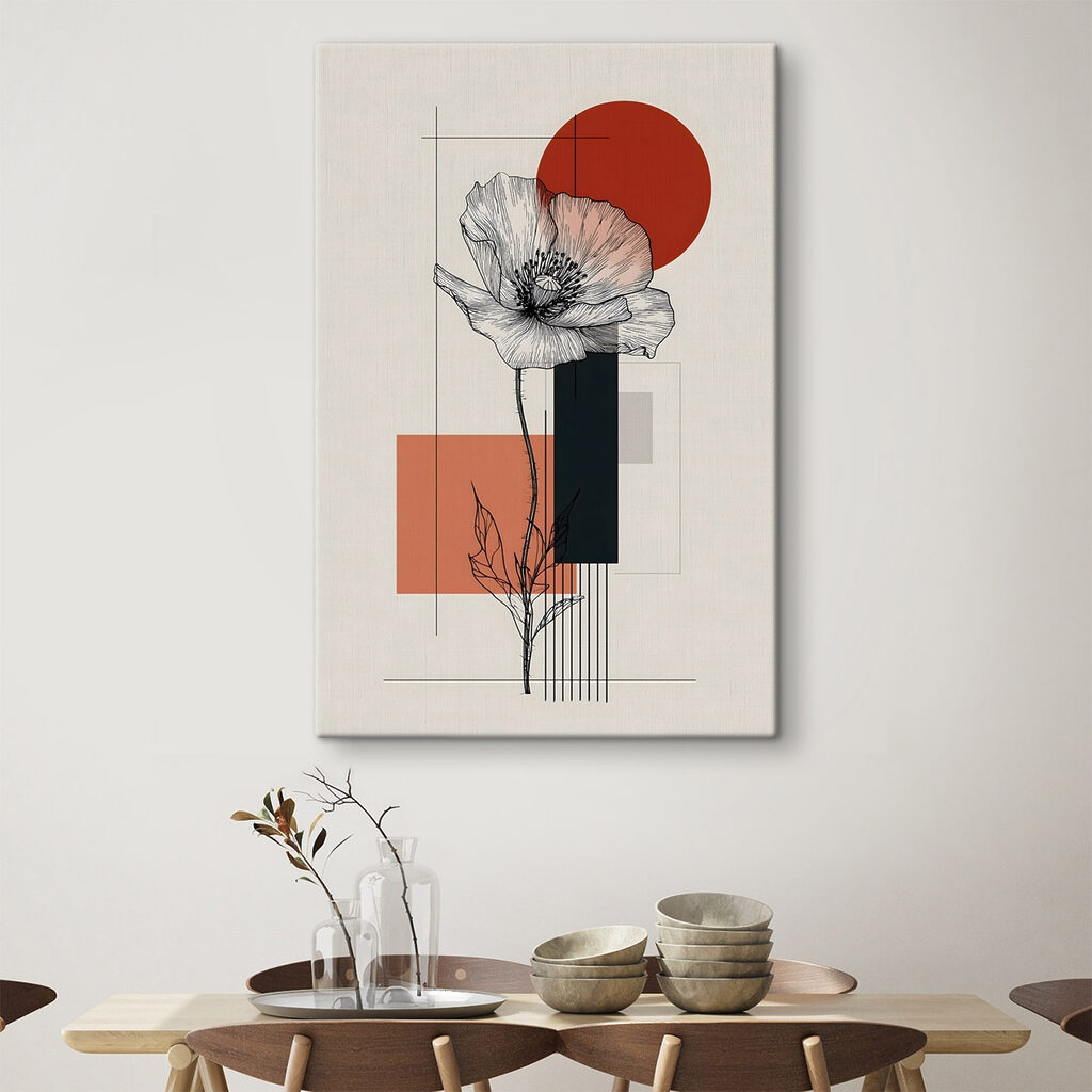 Flower with a stem and a red circle