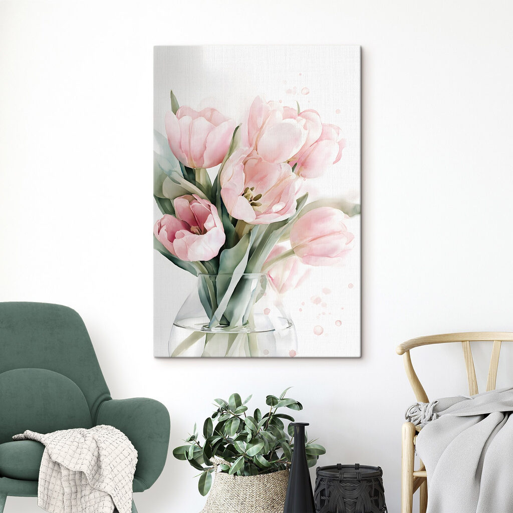 Bouquet of delicate pink tulips