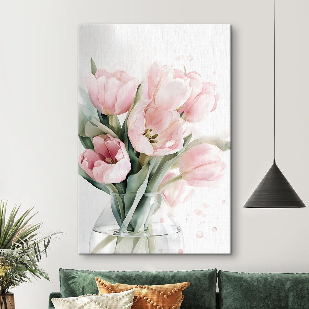 Bouquet of delicate pink tulips