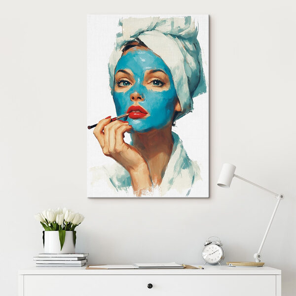 Obraz Kobieta z niebieską maską na twarzy (SKU: s49316) Obraz Obraz Kobieta z niebieską maską na twarzy (SKU: s49316)