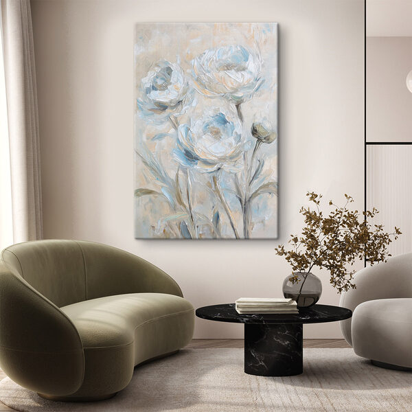 Painting of flowers on a white surface Painting of flowers on a white surface