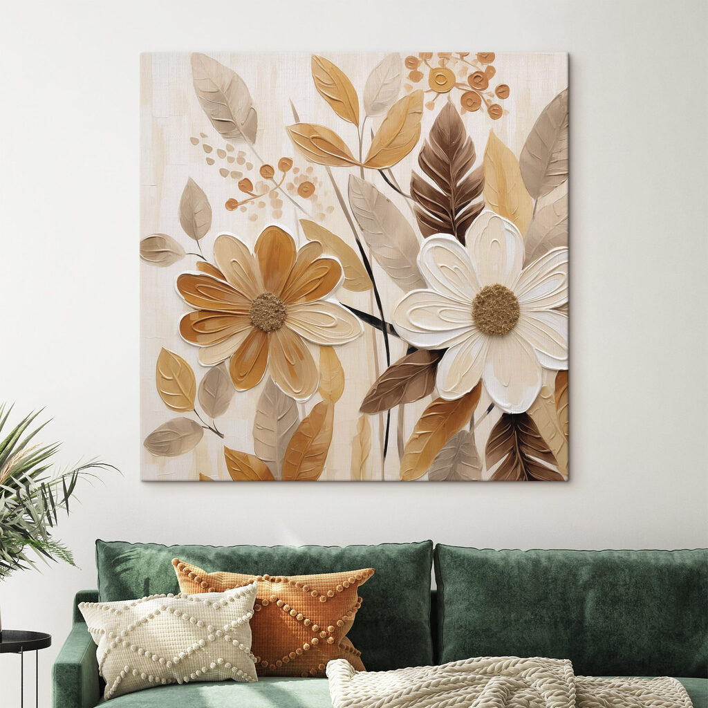 Painting of flowers and leaves