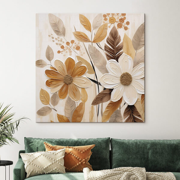 Painting of flowers and leaves
