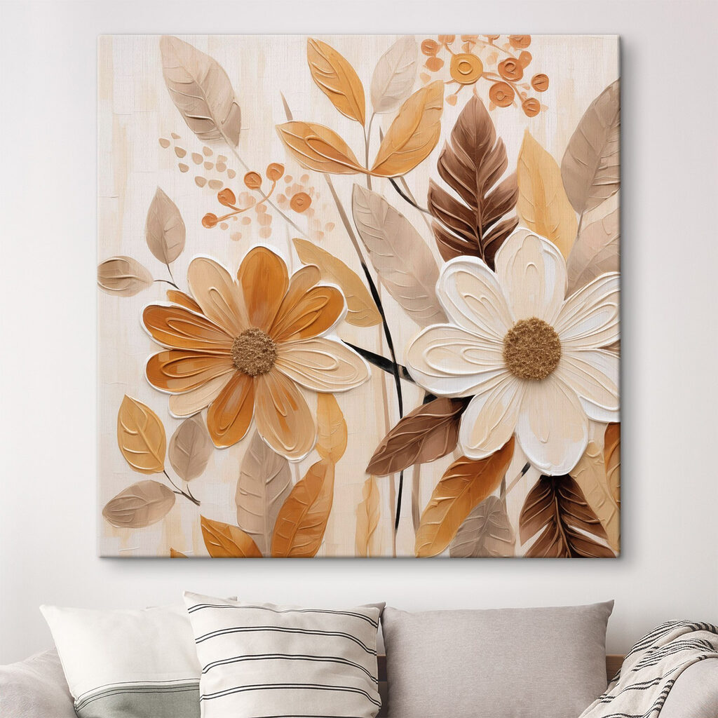 Painting of flowers and leaves
