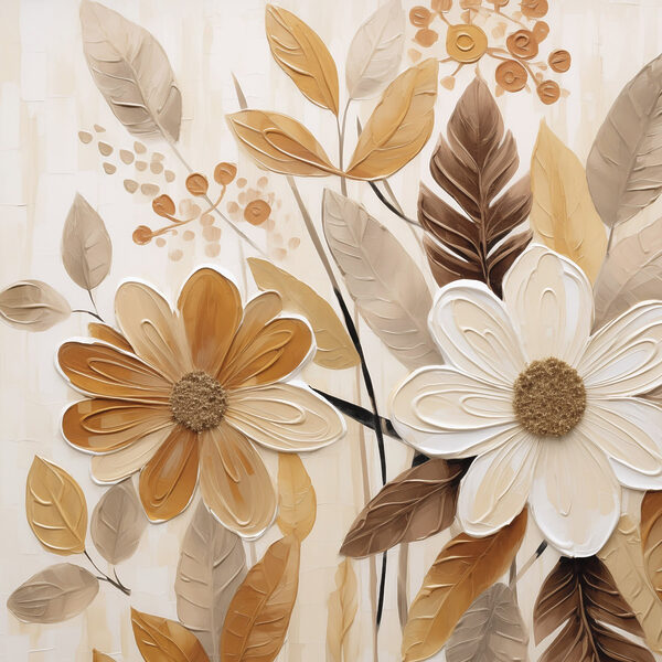 Painting of flowers and leaves