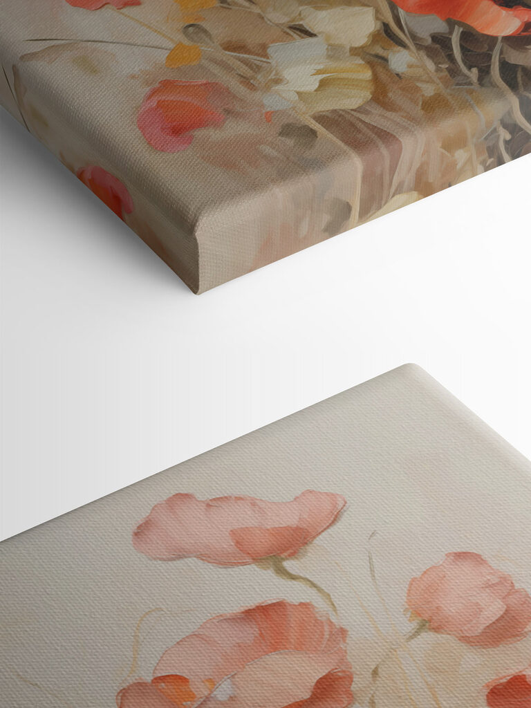 Painting of flowers on a white surface