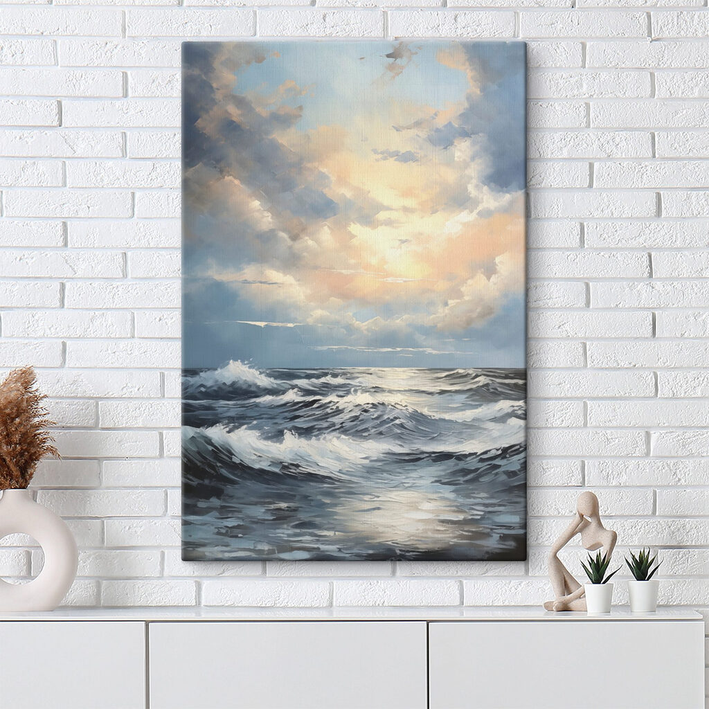 Painting of waves in the ocean
