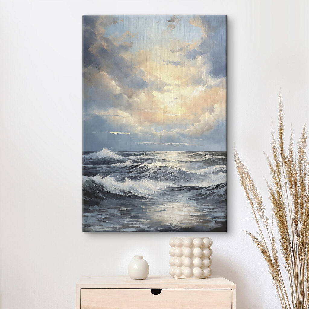 Painting of waves in the ocean