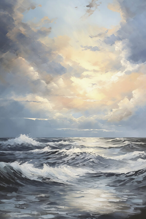 Painting of waves in the ocean
