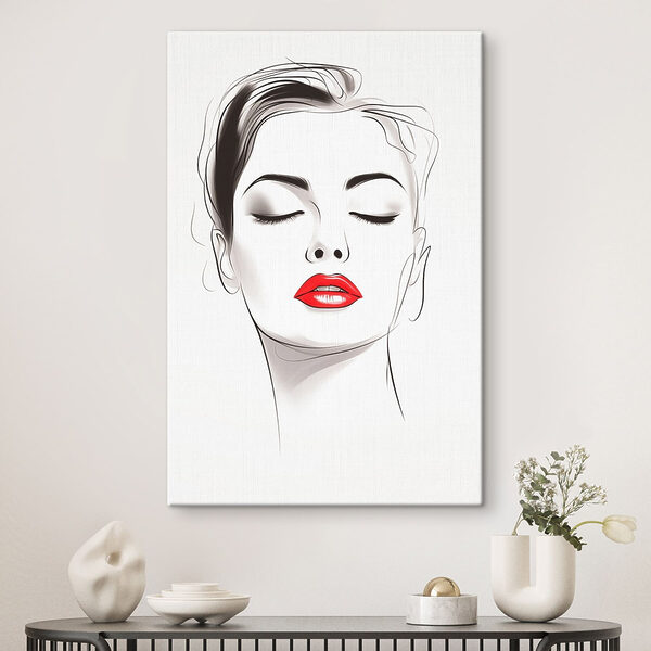 Obraz Elegancki portret z wyrazistymi ustami (SKU: s49025) Obraz Obraz Elegancki portret z wyrazistymi ustami (SKU: s49025)
