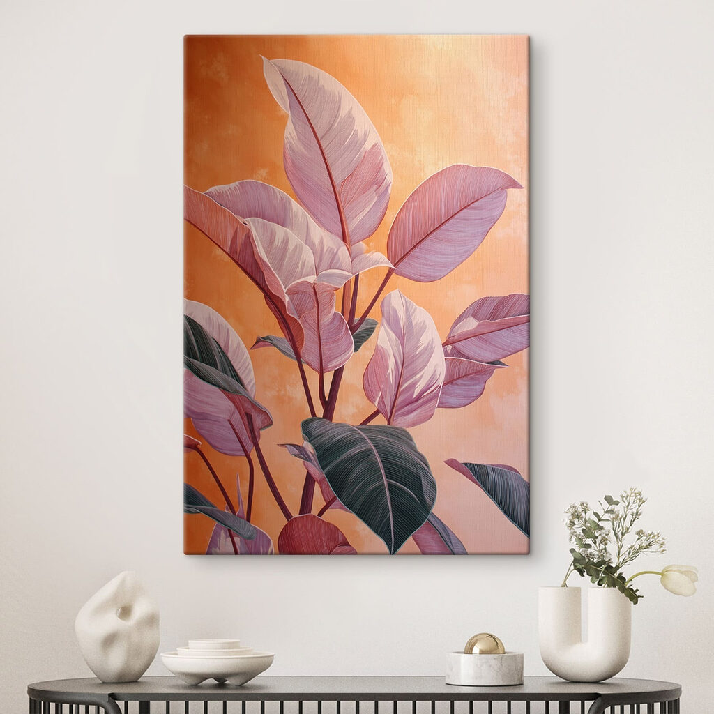 - Delicate leaves against warm backdrop