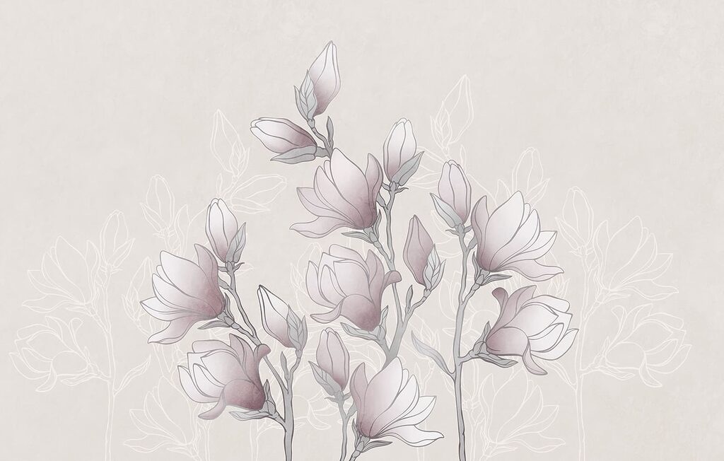 Drawing of flowers on a branch Drawing of flowers on a branch