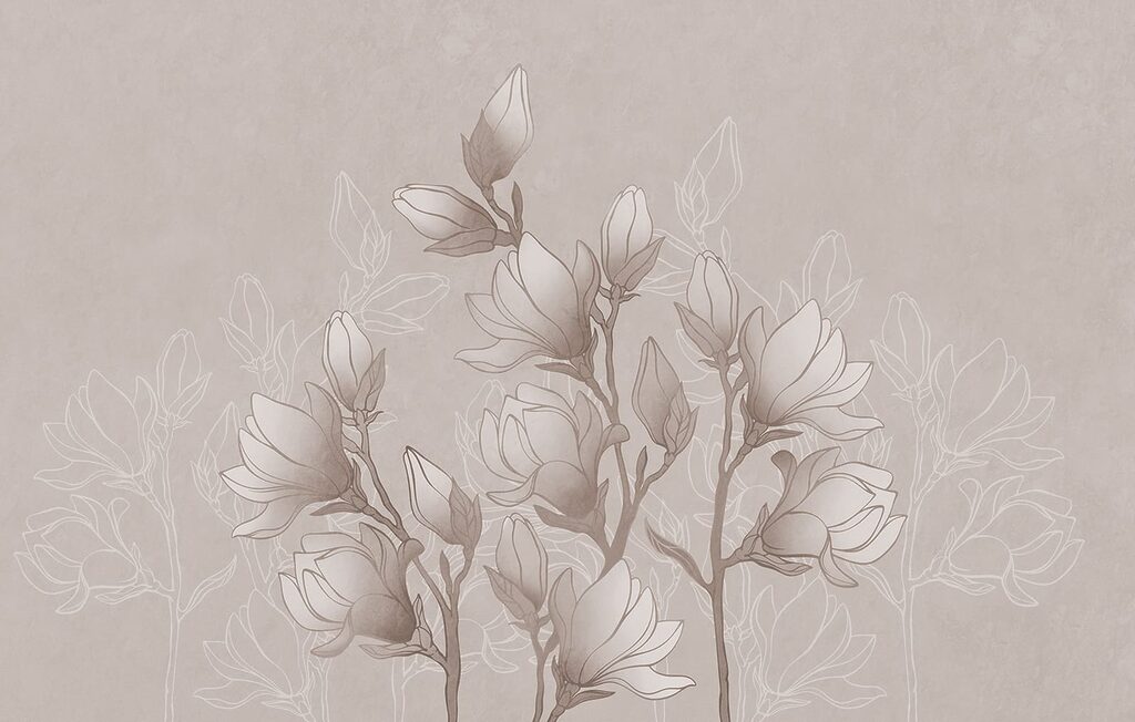 Drawing of flowers on a branch