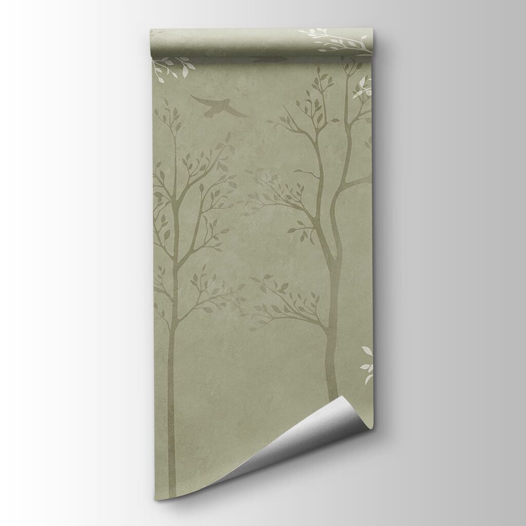 Wallpaper with trees and birds Wallpaper with trees and birds