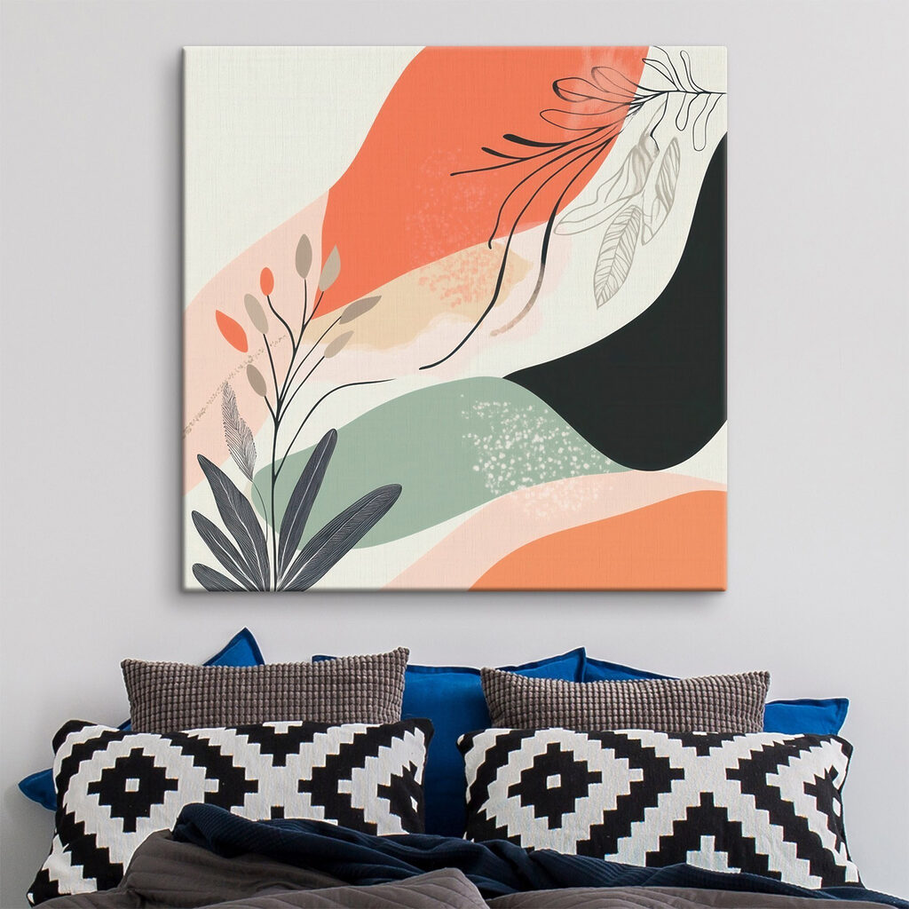 Colorful art with leaves and shapes