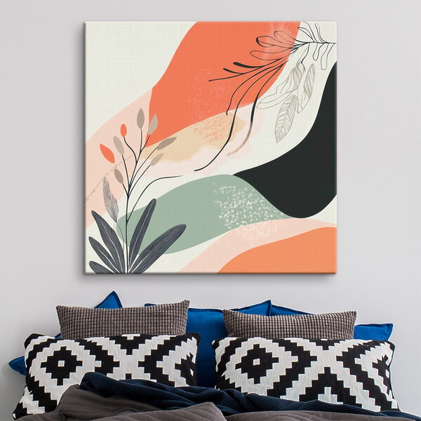 Colorful art with leaves and shapes