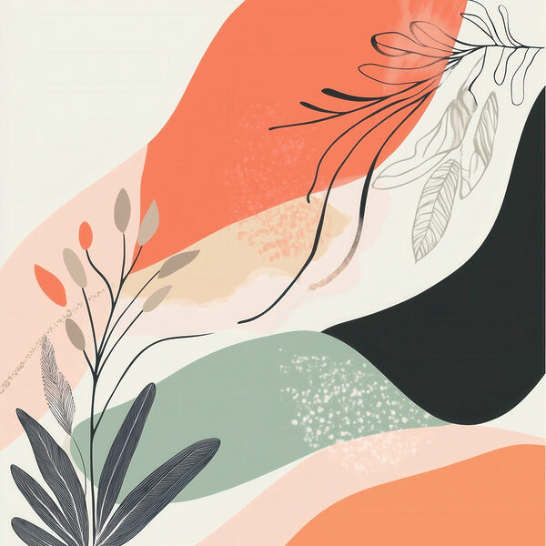 Colorful art with leaves and shapes