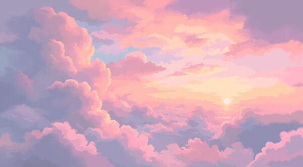 Pink clouds and the sun