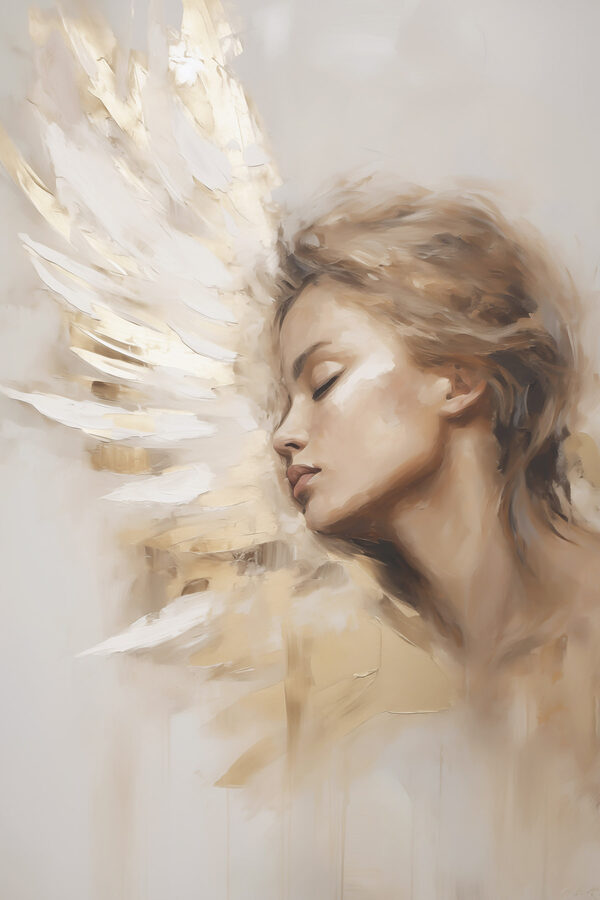 Painting of a woman with wings