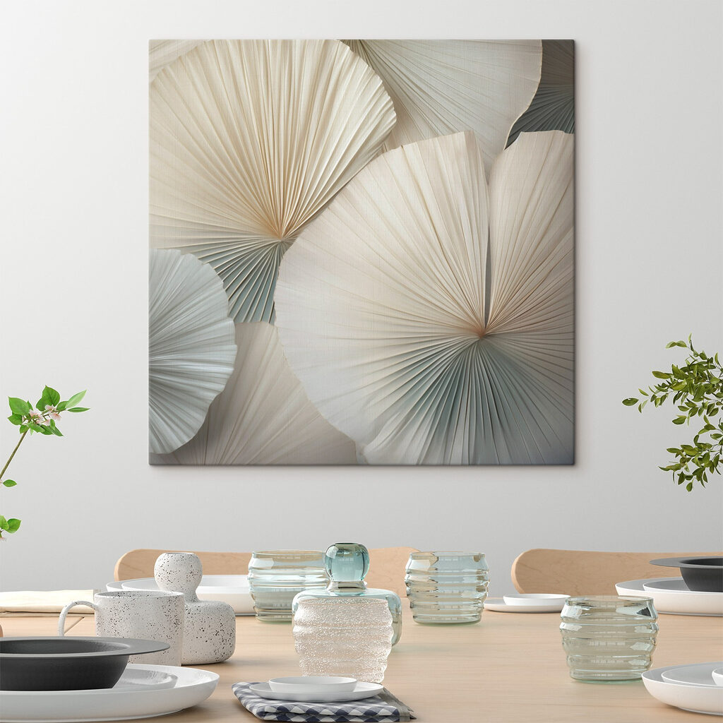 Group of white fan shaped leaves Group of white fan shaped leaves