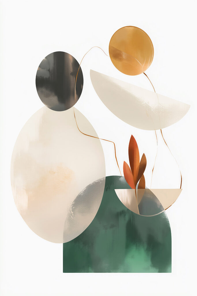 Group of objects with leaves