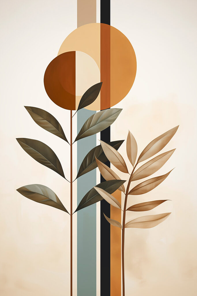 Plant with leaves and circles Plant with leaves and circles