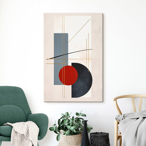 Red circle and blue rectangles and lines