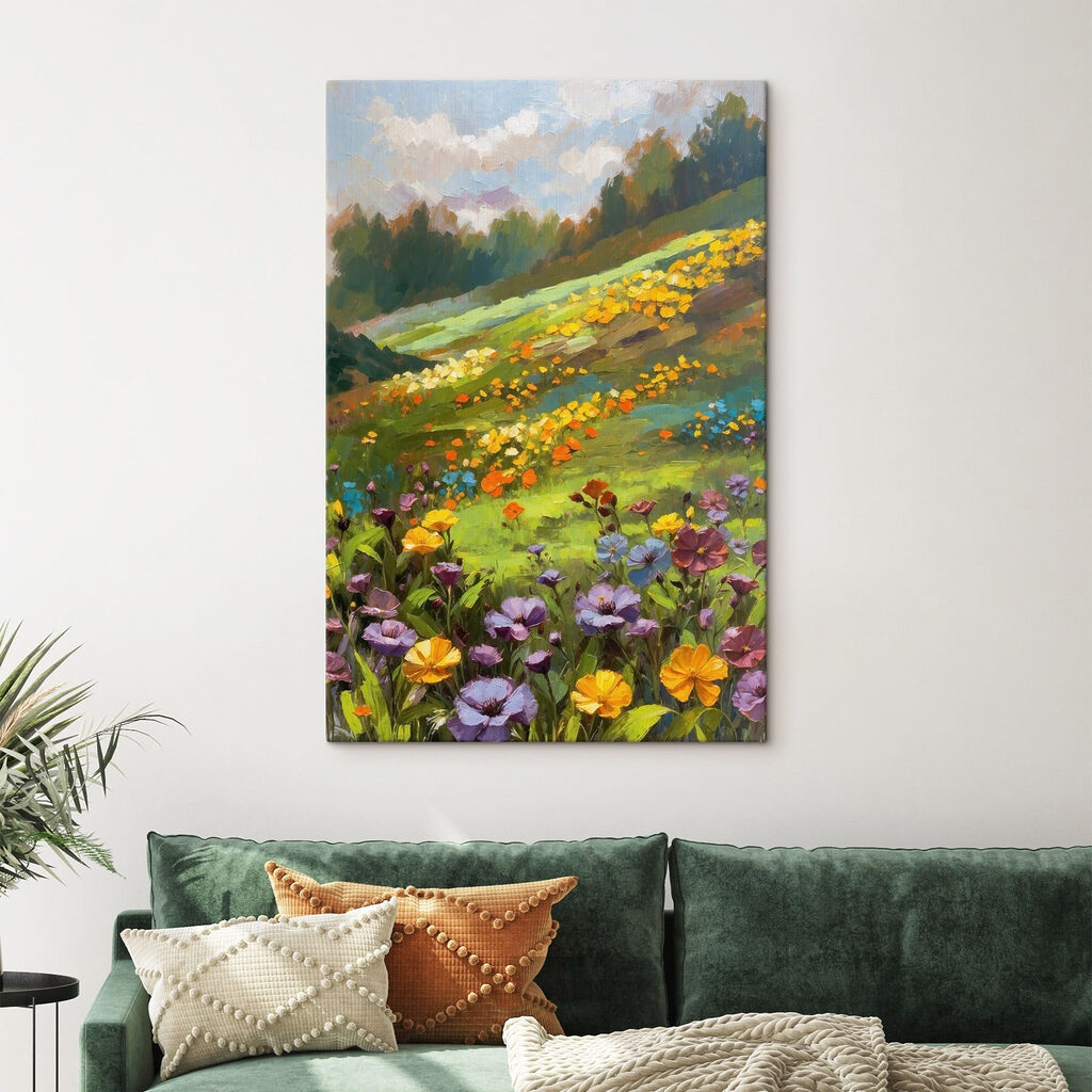 Painting of a field of flowers