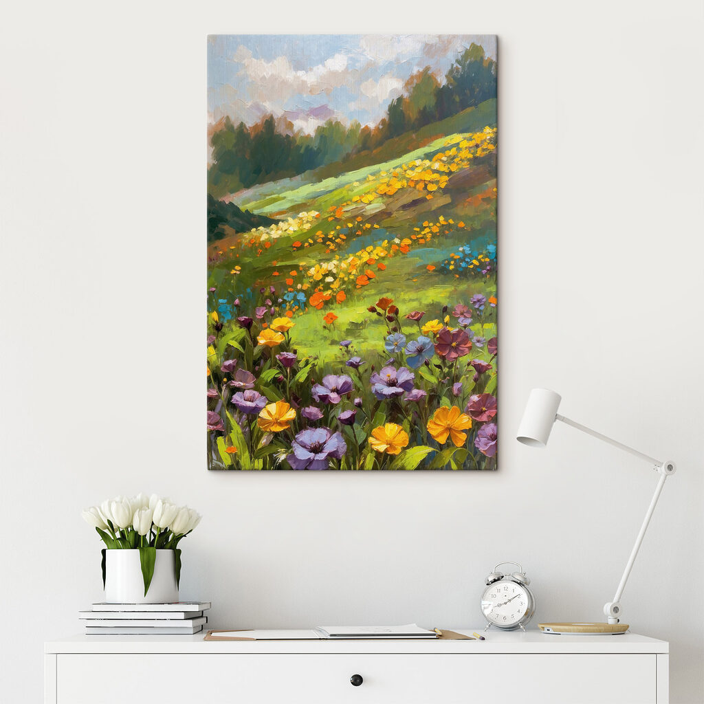 Painting of a field of flowers