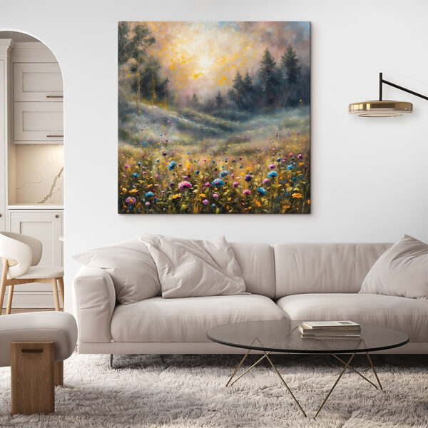 Painting of a field of flowers Painting of a field of flowers
