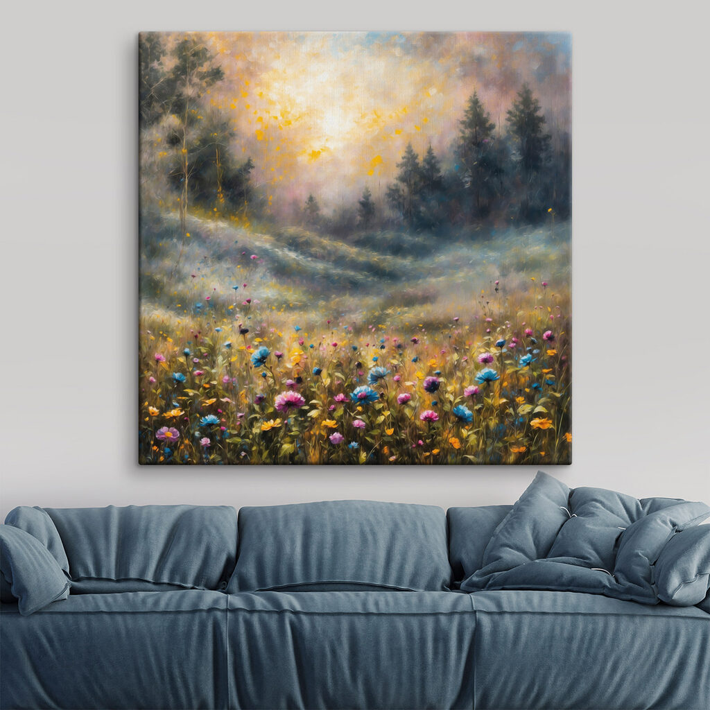 Painting of a field of flowers Painting of a field of flowers