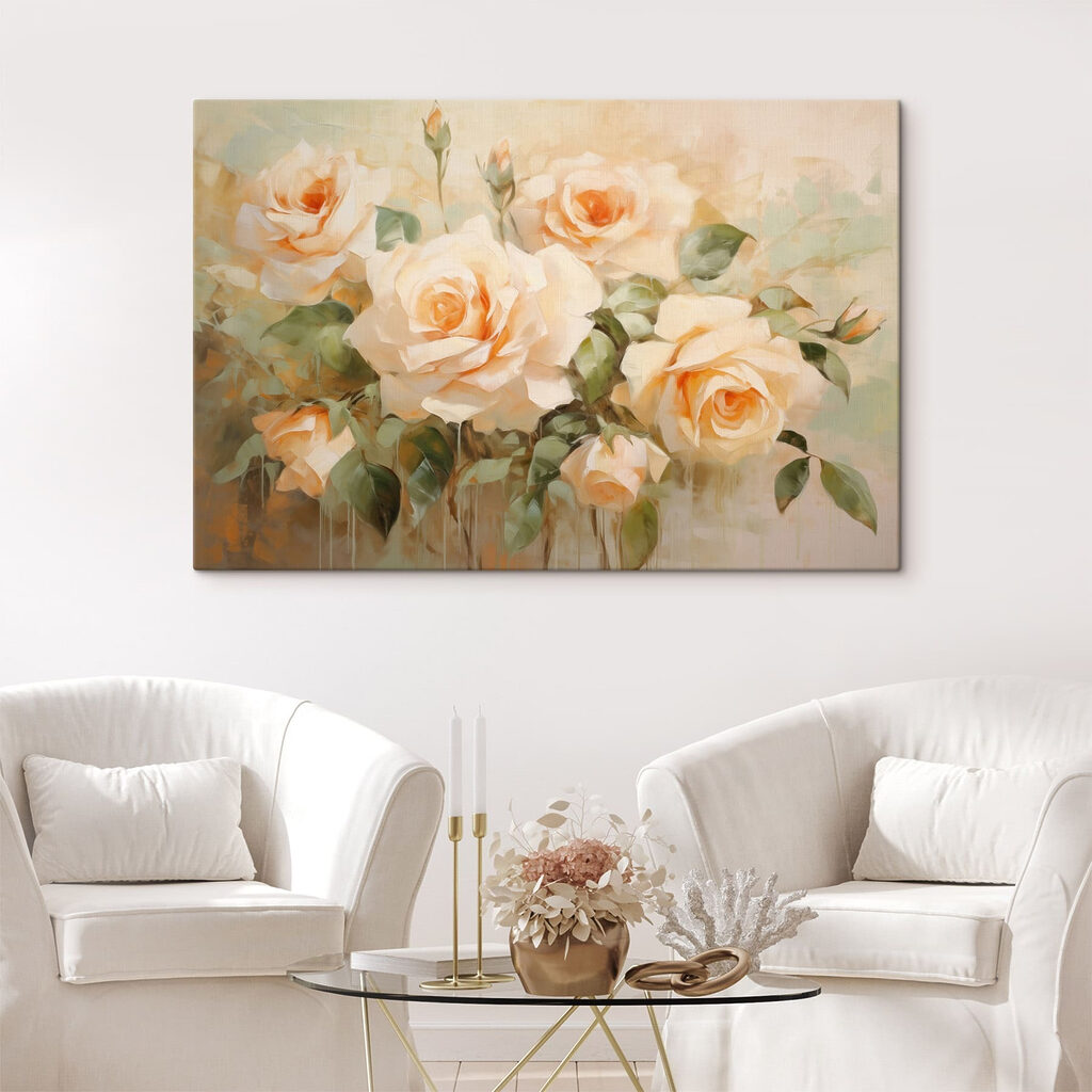 Painting of flowers on a white surface Painting of flowers on a white surface