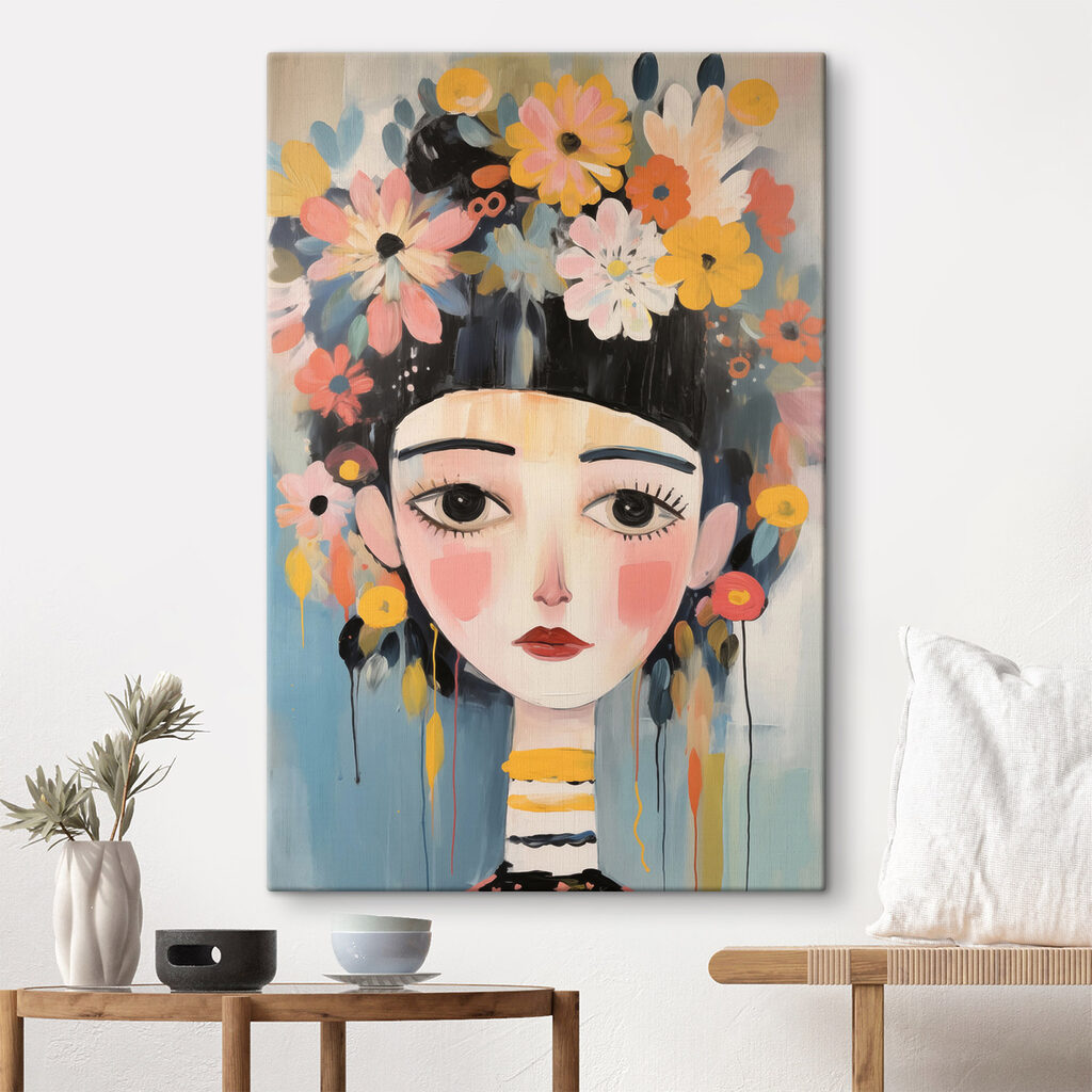 Painting of a woman with flowers in her hair Painting of a woman with flowers in her hair