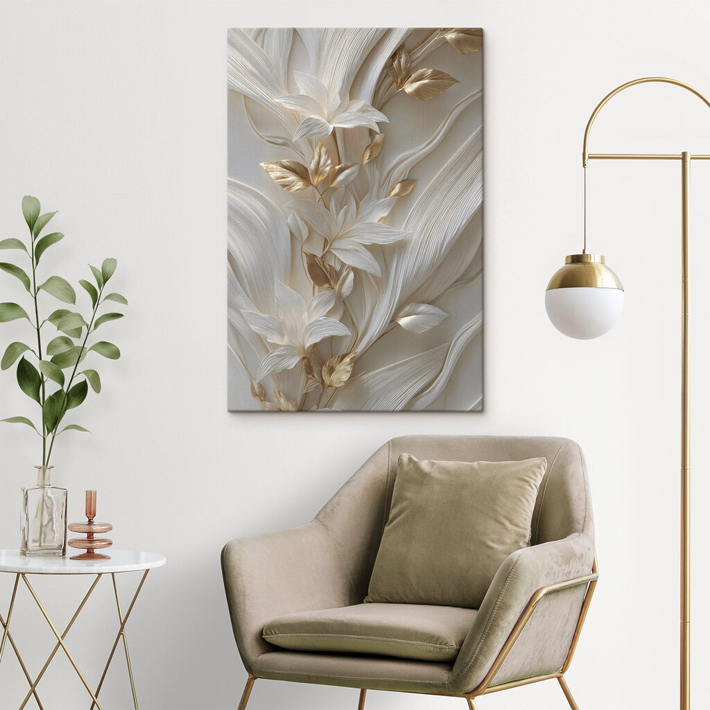 Delicate blooms and flowing leaves