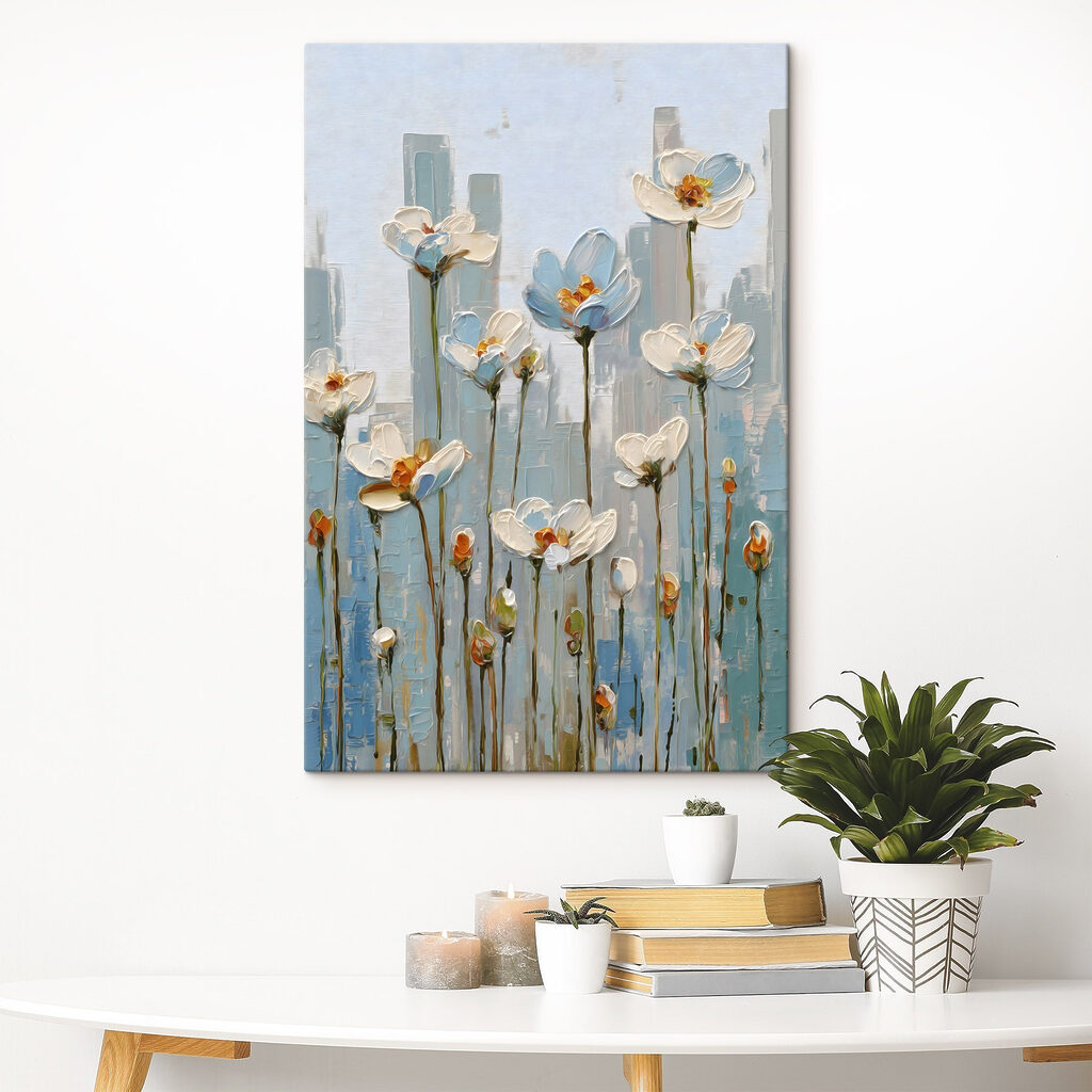 Painting of flowers on a wall