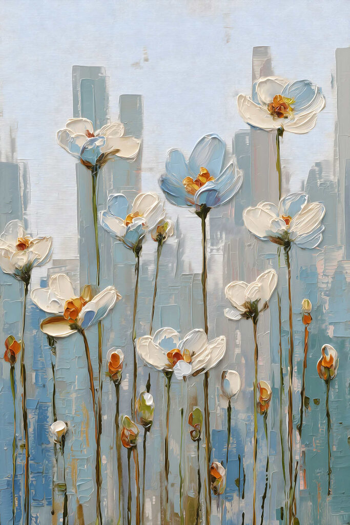 Painting of flowers on a wall