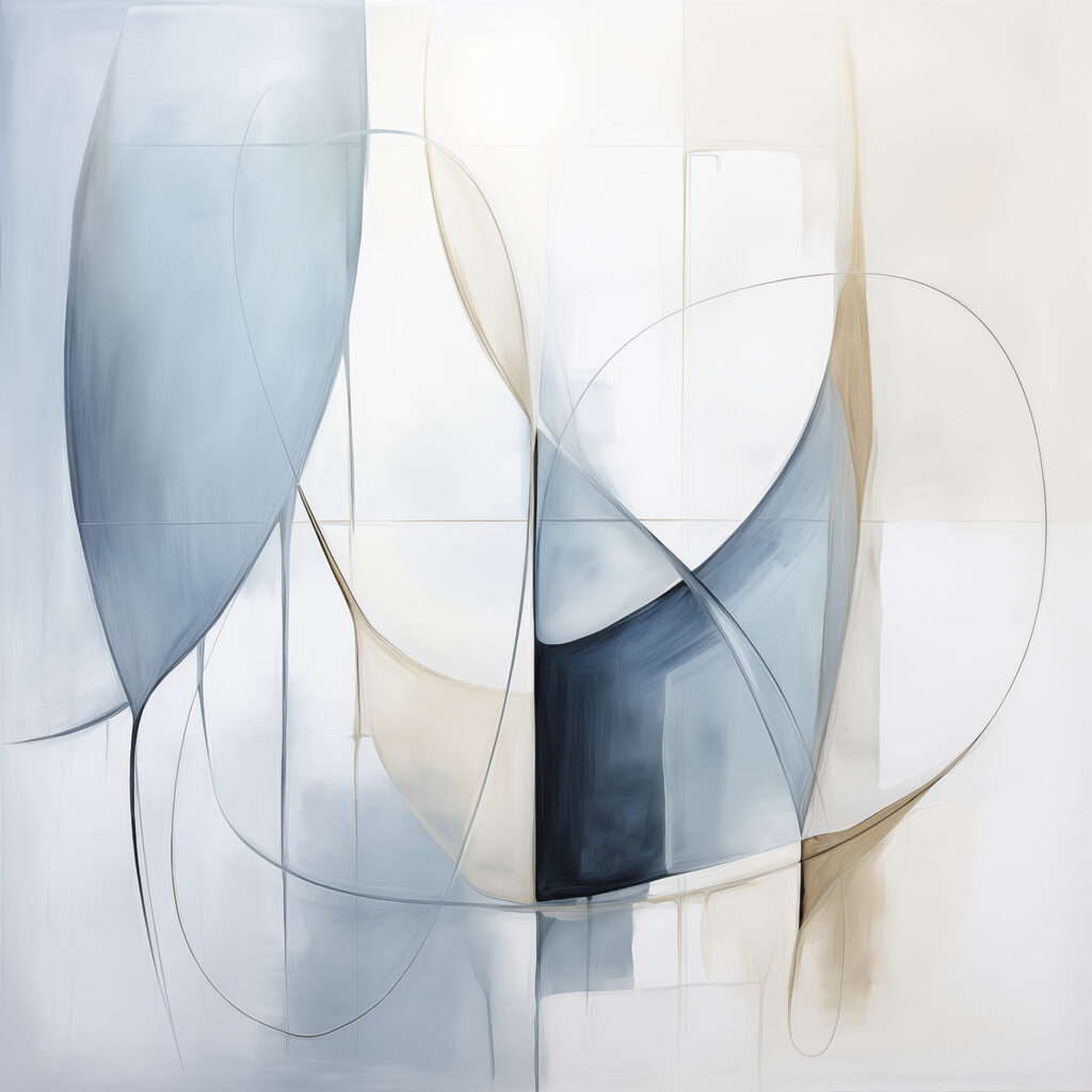 Painting of a blue and white art Painting of a blue and white art