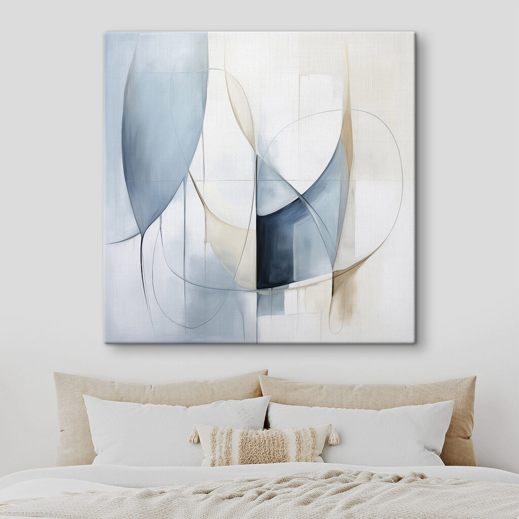 Painting of a blue and white art Painting of a blue and white art