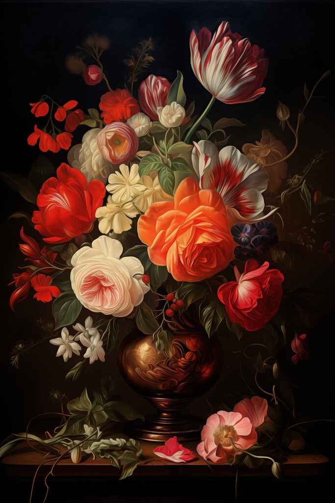 Painting of flowers in a vase Painting of flowers in a vase