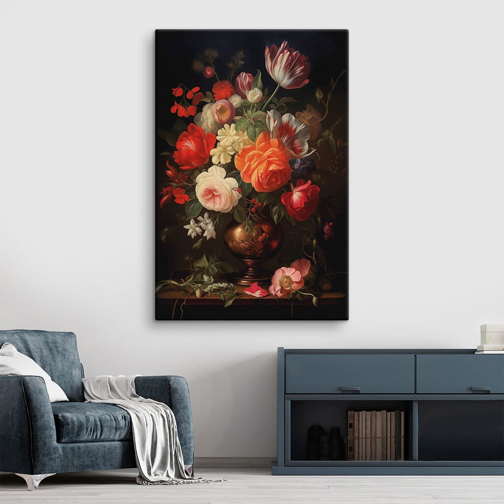 Painting of flowers in a vase Painting of flowers in a vase