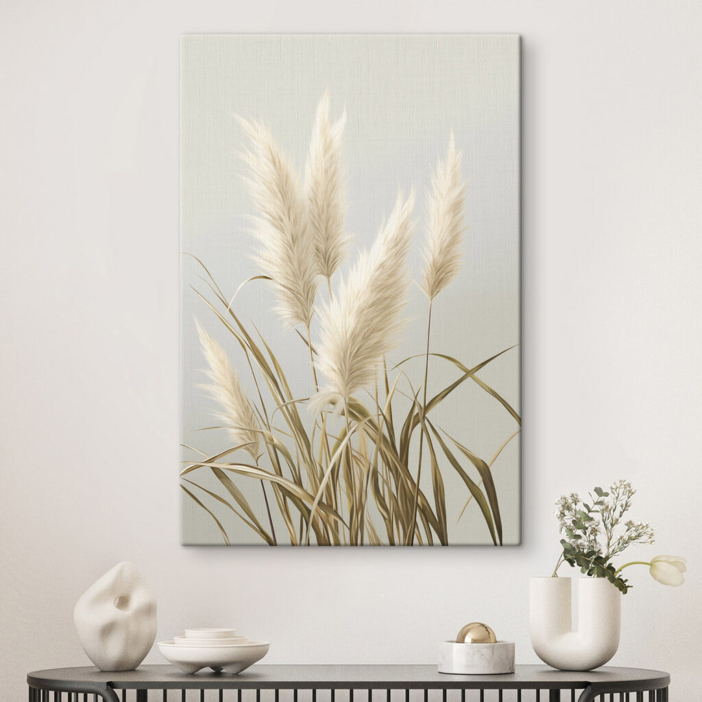 Pampas grass in soft pastel tones